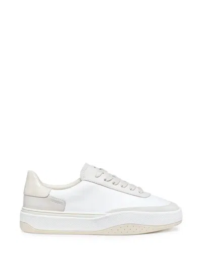 Geox Dynamia Panelled Leather Sneakers In White