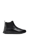 Geox Elasticated-panel Leather Boots In Black