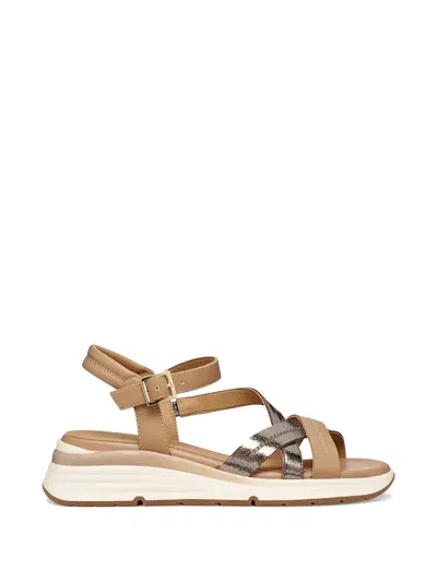 Geox Elowynne Crossover-strap Sandals In Brown