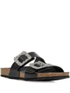 Geox Embellished-buckles Flat Sandals In Black