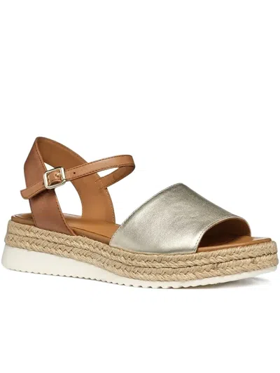 Geox Eolie Metallic-leather Sandals In Gold