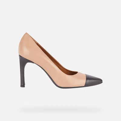 Geox Woman Pumps Blush Size 7 Leather, Textile Fibers In Beige,black