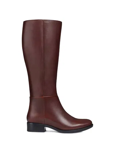 Geox Felicity Panelling Knee Boots In Burgundy