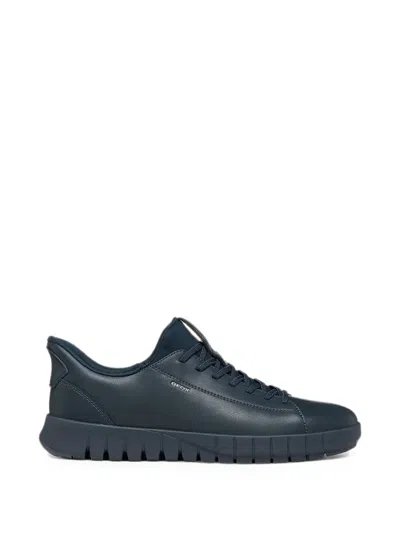 Geox Fextride Lace-up Leather Sneakers In Blue