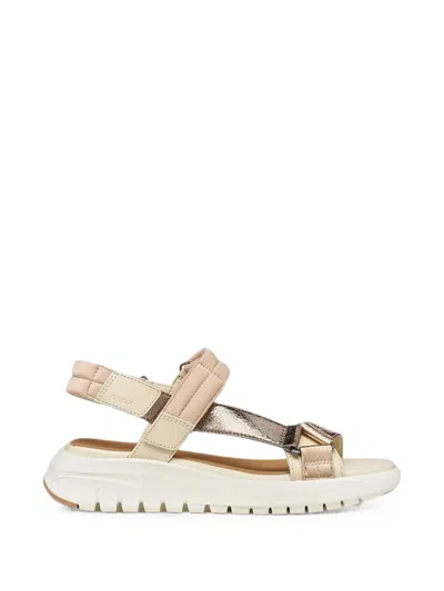Geox Flextride S Metallic-finish Touch-strap Sandals In Animal Print