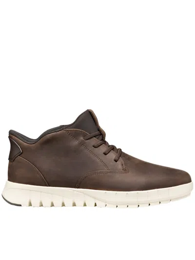 Geox Lace-up Leather Sneakers In Multi
