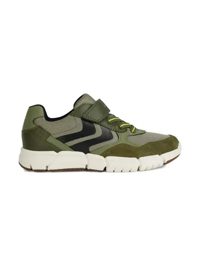 Geox Kids' Flexyper Mesh-panelled Sneakers In Green