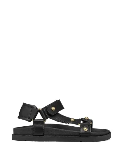 Geox Foammentera Stud-embellished Touch-strap Sandals In Black