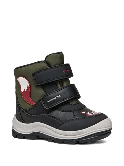 Geox Kids' Fox-print Snow Boots In Black