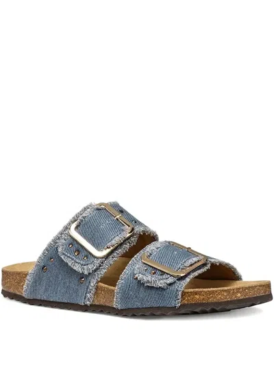 Geox Frayed-edges Sandals In Blue