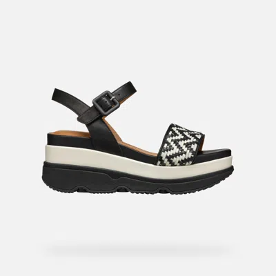 Geox Gardenia Woman Black/papyrus In Black,papyrus
