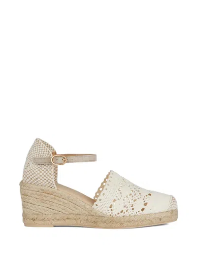 Geox Gelsa Crochet Strap Espadrilles In Neutral