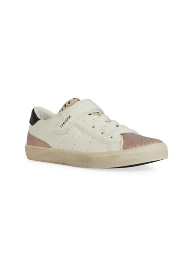 Geox Girl's Colourblocked Low-top Trainers In Ivory Rose