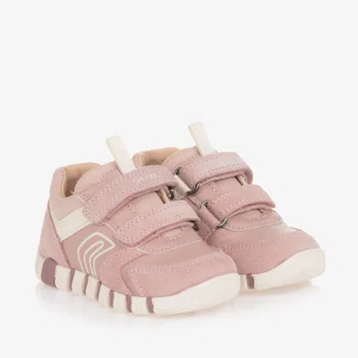 Geox Kids' Girls Pink Sparkle Leather Trainers