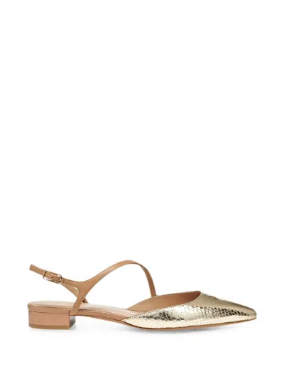 Geox Giselda Snakeskin-effect Slingback Shoes In Gold