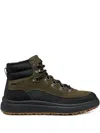 Geox Granito + Grip Abx Lace-up Panelled Hiking Boots In Green