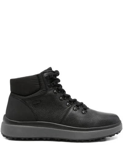 Geox Granito + Grip Lace-up Padded Collar Boots In Black