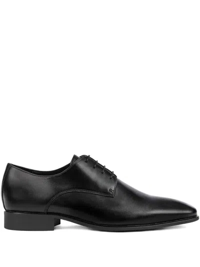 Geox High Life Leather Oxford Shoes In Black
