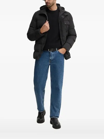 Geox Hooded Puffer Jacket In Black