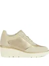 Geox Ilde Wedge Perforated Sneakers In Gold