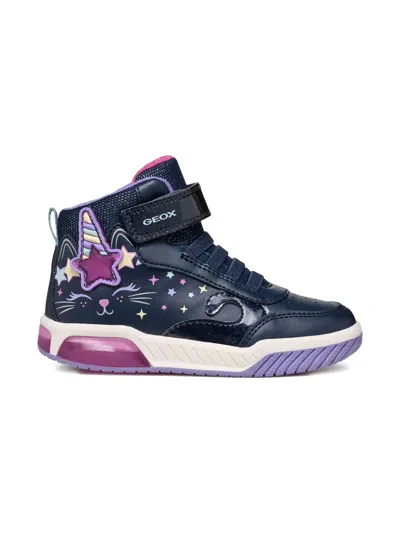 Geox Kids' Cat-motif High-top Sneakers In Multi