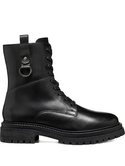 Geox Iridea Combat Boots In Black