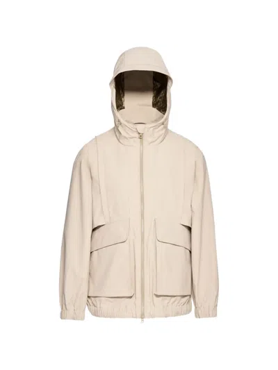 Geox Iridea Hooded Light Beige Flap Jacket In Neutral