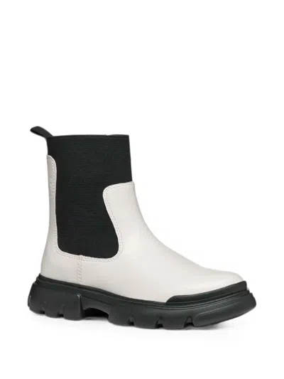 Geox Kids' Junette Elasticated-side Panel Ankle Boots In White