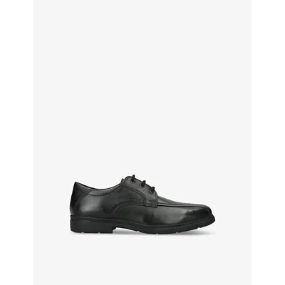 Geox Kids' Federico Logo-embossed Leather Shoes Black Eur 37 / 4 Uk