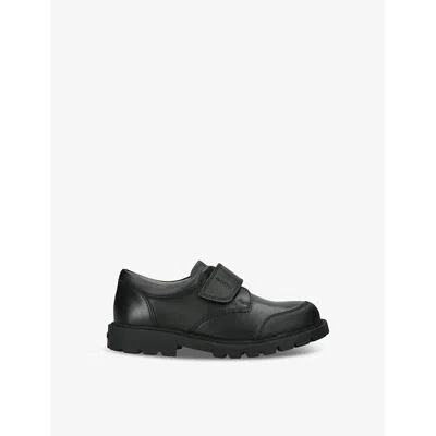 GEOX BLACK KIDS' SHAYLAX BOY LOGO-EMBOSSED LEATHER SHOES EUR 33 / 1 UK