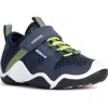 Geox Kids' Wader Sneaker In Navy/lime