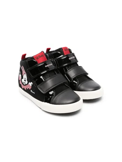 Geox Kids' Kilwi Touch-strap Panelled Sneakers In Black