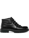 Geox Lace-up Leather Boots In Black