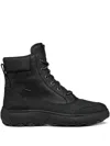 Geox Lace-up Leather Boots In Black