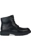 Geox Lace-up Leather Boots In Black
