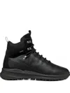 Geox Lace-up Leather Boots In Black