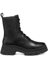 Geox Lace-up Leather Boots In Black