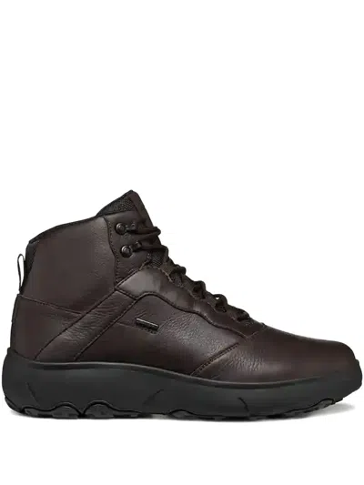 Geox Lace-up Leather Boots In Brown