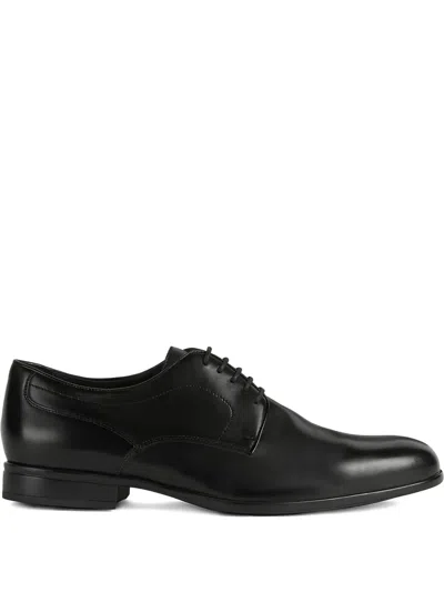 Geox Lace-up Leather Shoes In Black