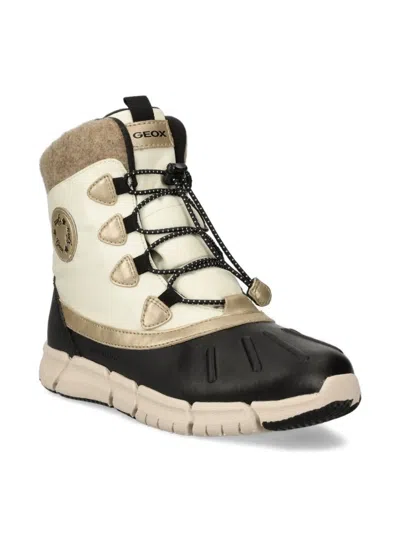 Geox Kids' Lace-up Padded Snow Boots In Neutral
