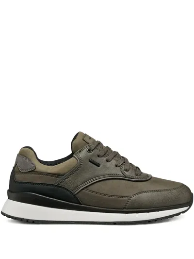 Geox Lace-up Panelled Sneakers In Green