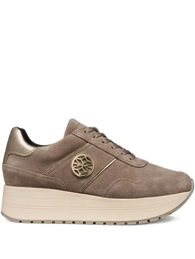 Geox Lace-up Sneakers In Brown