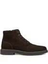 Geox Lace-up Suede Boots In Brown