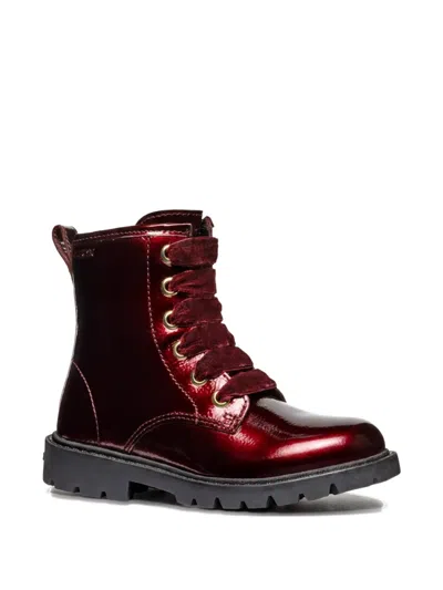 Geox Kids' Lace-up Fastening Boots In Red