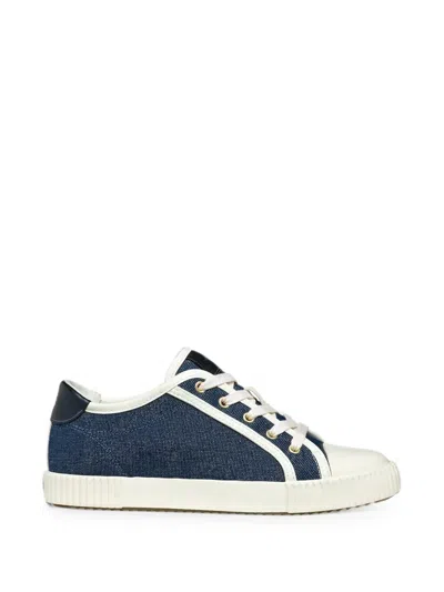 Geox Lace-up Panelled Sneakers In Blue