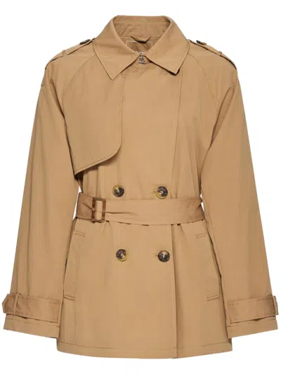 Geox Lampedusa Belted Double-breasted Jacket In Brown