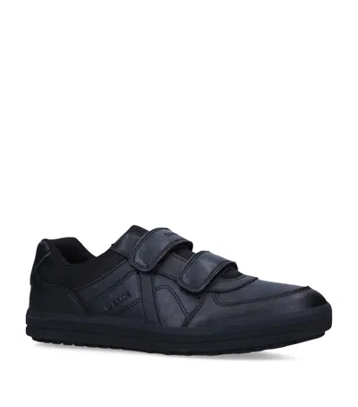 Geox Kids' Leather Arzach Sneakers In Black