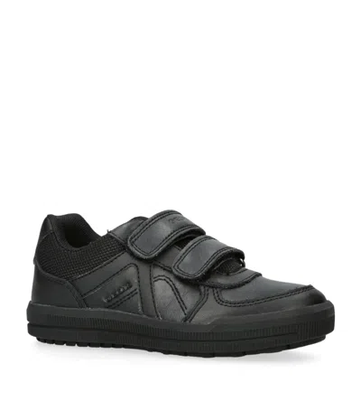 Geox Kids' Leather Arzach Sneakers In Black