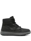 Geox Leather Biker Boots In Black