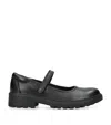 Geox Girls Black Kids Casey Logo-debossed Leather Shoes 7-10 Years In Black